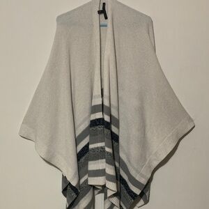 White House Black Market Gray and Black Striped Knit Wrap